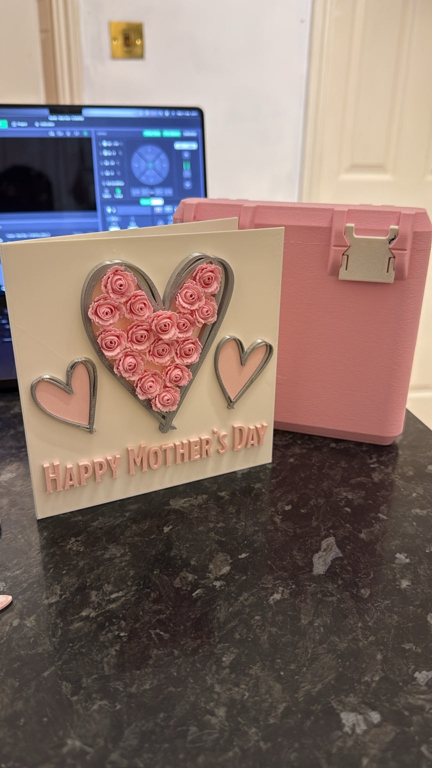 Mother's Day Keepsake Card with Box — Raised Rose Heart