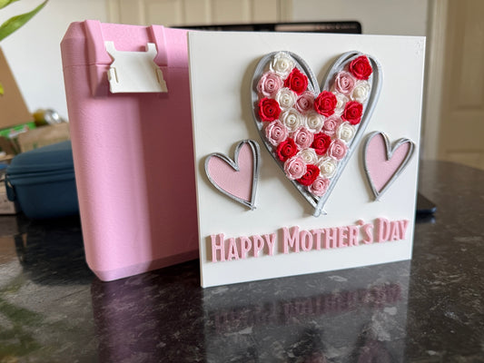 Mother's Day Keepsake Card with Box — Raised Rose Heart