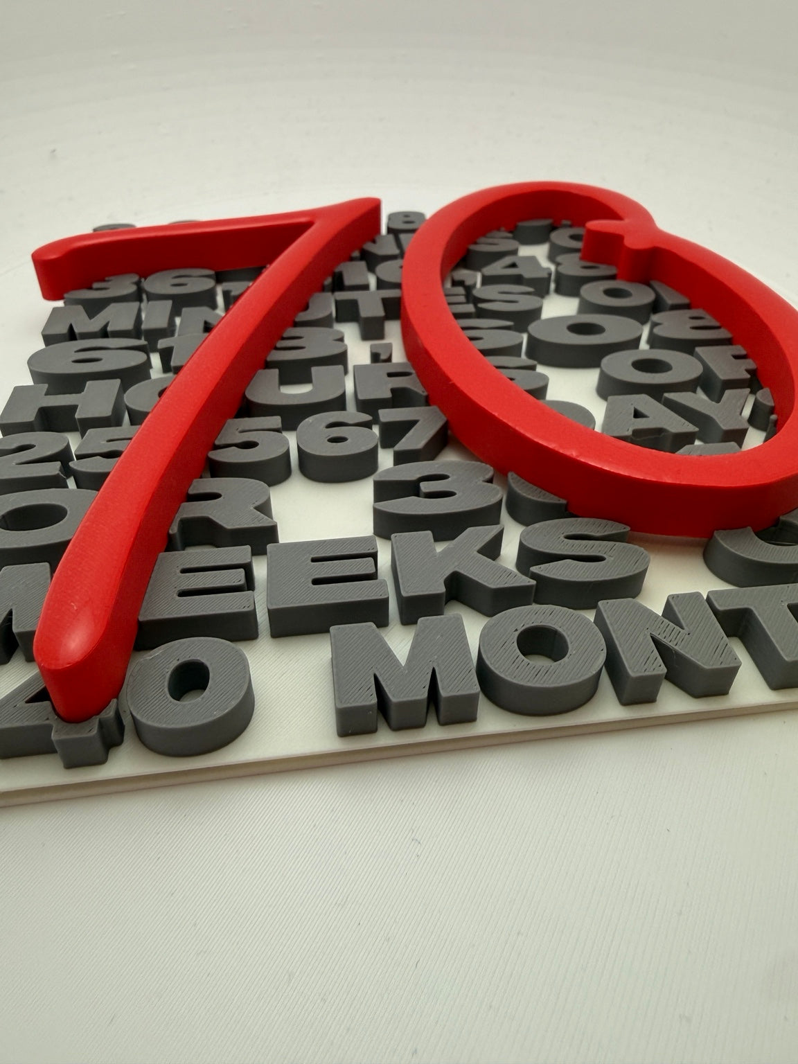 70th Birthday Keepsake Card with Box — Raised Number Design
